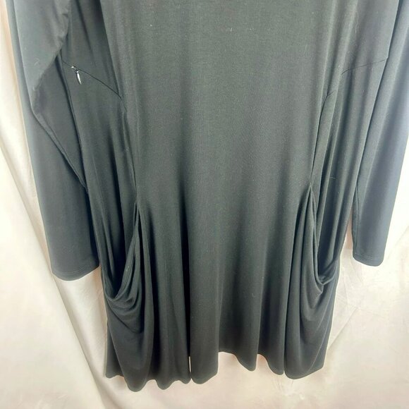 Betabrand Travel‎ Dress Women Medium Black Modal Silk Knit Long Sleeves Knee - Picture 7 of 10